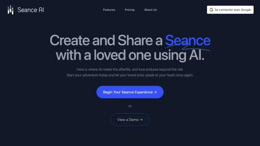 Screenshot of Seance AI - Connect with the Afterlife Using Cutting-Edge AI