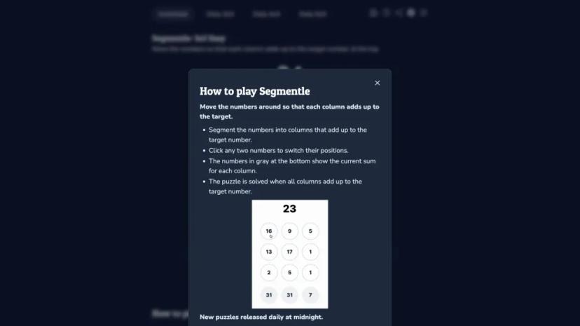 Screenshot of Play Segmentle - A Challenging Numbers Game