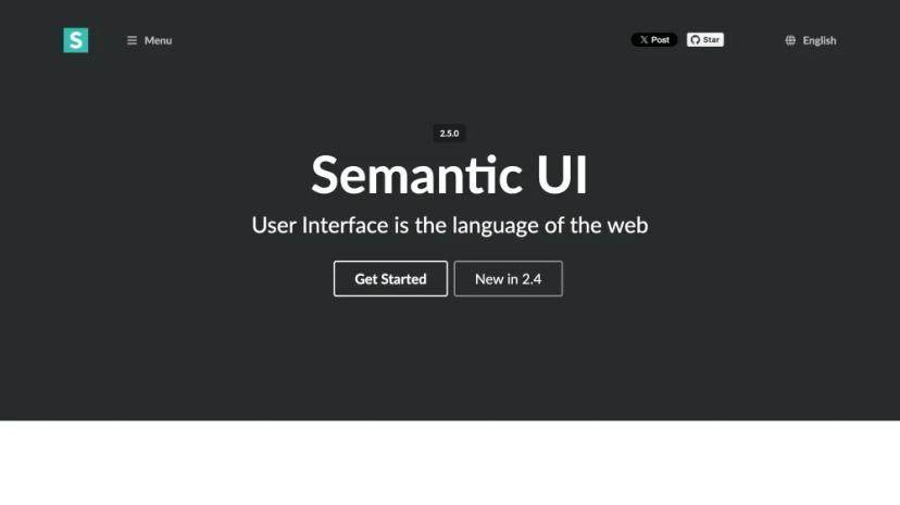 Screenshot of Semantic UI - User Interface Language for Web Design