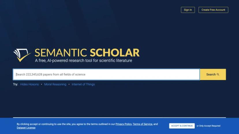 Screenshot of Semantic Scholar