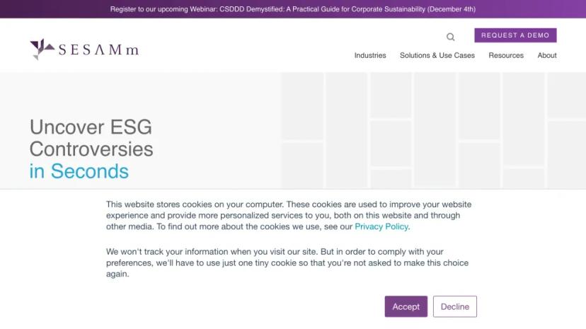 Screenshot of Uncover ESG Controversies with SESAMm's TextReveal