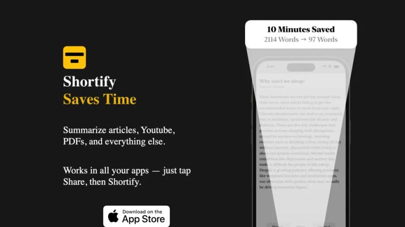 Screenshot of Shortify - Summarize Anything with Ease