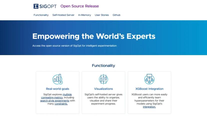 Screenshot of Open Source SigOpt: Intelligent Experimentation and Hyperparameter Optimization