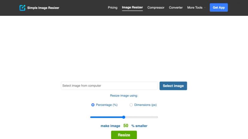 Screenshot of Simple Image Resizer: Resize Images Without Compromising Quality