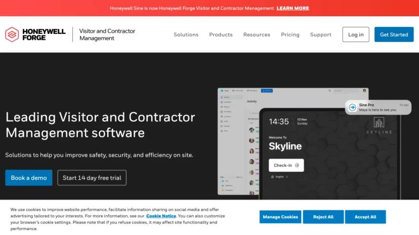 Screenshot of Honeywell Sine - Visitor and Contractor Management Software