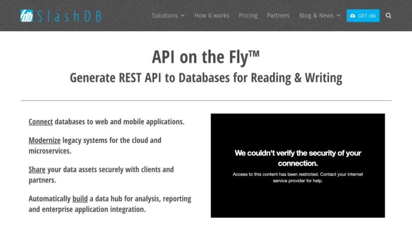 Screenshot of API ON THE FLY™ GENERATE REST API TO DATABASES FOR READING & WRITING