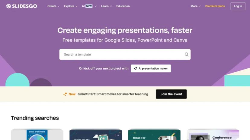 Screenshot of Slidesgo - Creative Presentation Templates with AI Content Generation