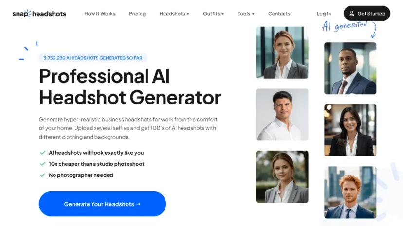 Screenshot of Professional AI Headshot Generator