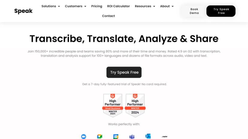 Screenshot of Speak: AI Audio-to-Text Converter, AI Translation, and Analysis Platform