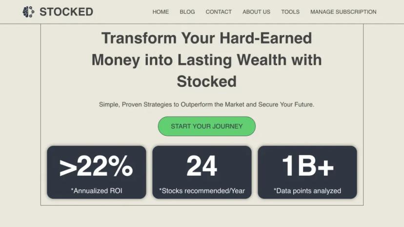 Screenshot of Stocked Picks: AI-Driven Investment Newsletter