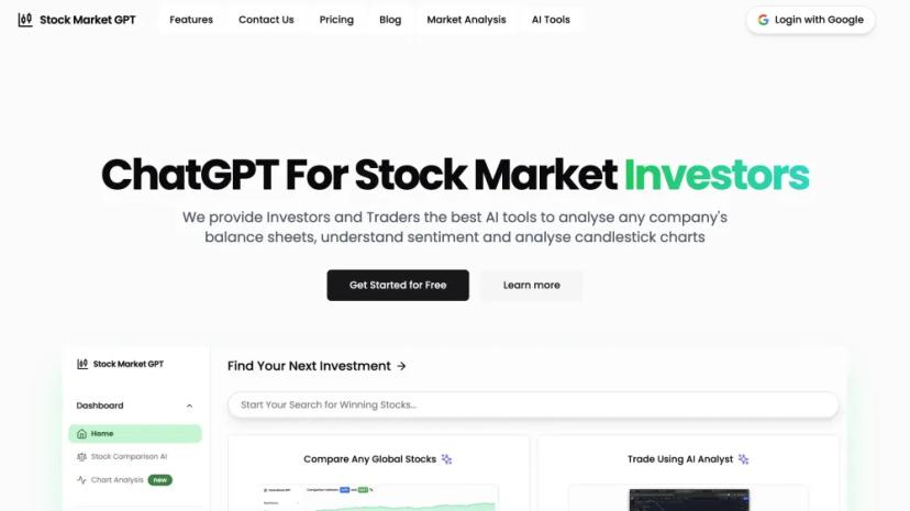 Screenshot of Advanced AI Tools for Stock Market Investors