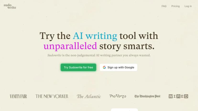 Screenshot of Sudowrite - Your Non-Judgemental AI Writing Partner