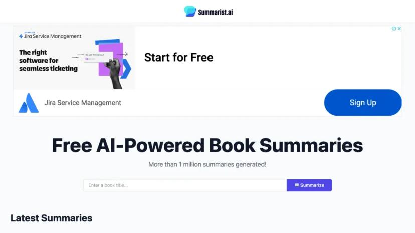 Screenshot of AI-Powered Book Summaries