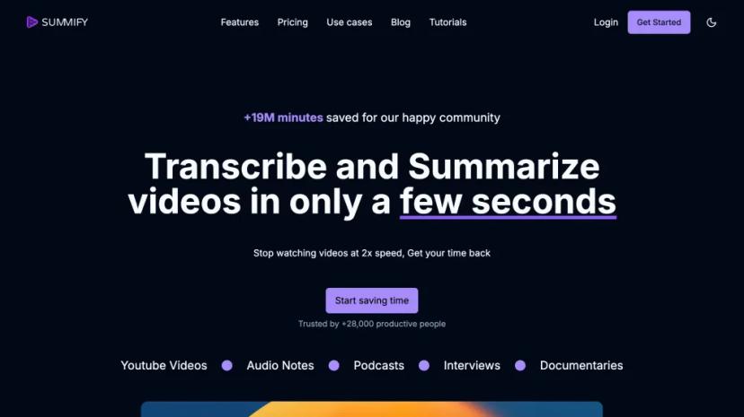 Screenshot of Transcribe and Summarize Videos in Seconds