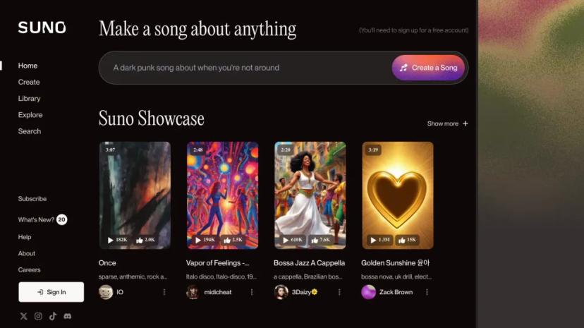 Screenshot of Create Unique Songs with AI Assistance