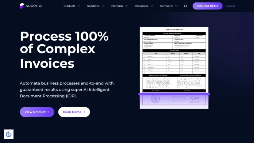 Screenshot of Intelligent Document Processing (IDP) by super.AI