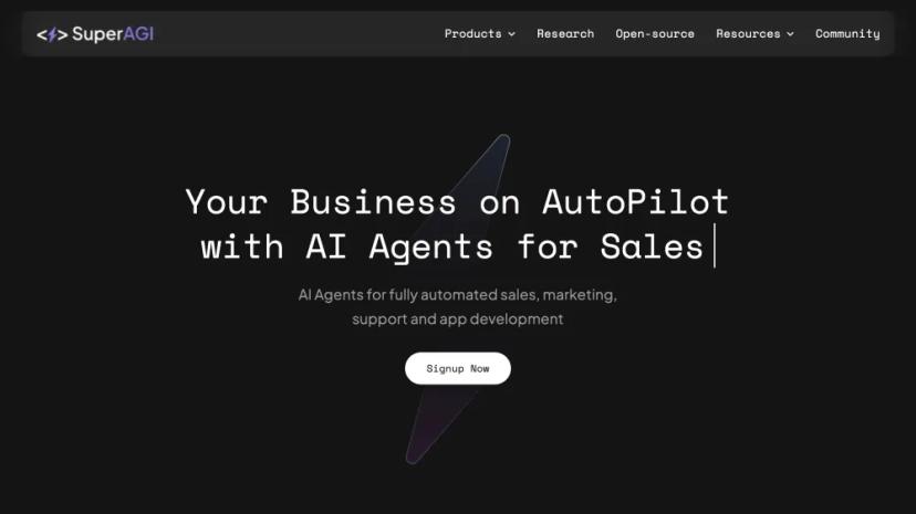 Screenshot of Your Business on Autopilot with AI Agents for Sales, Marketing, Support, and App Development