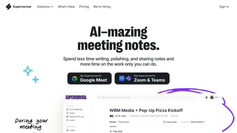 Screenshot of AI-Powered Meeting Notes