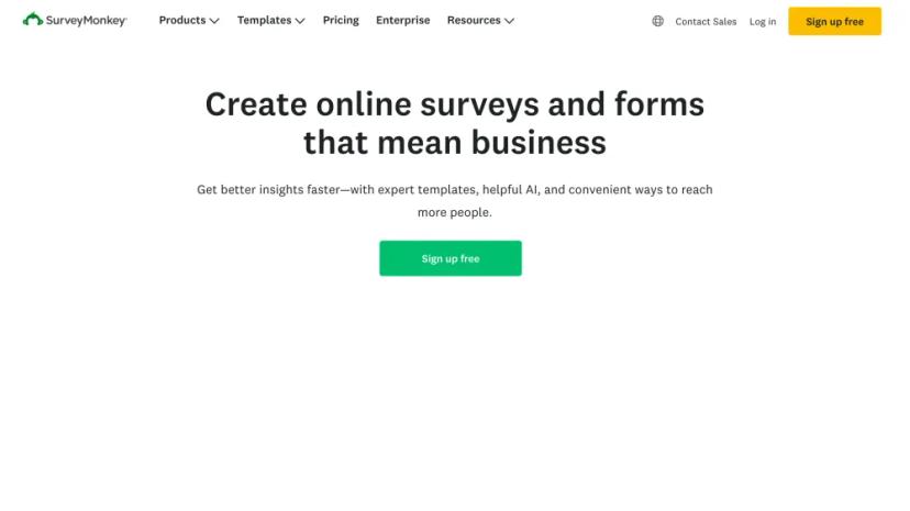 Screenshot of Create Online Surveys and Forms That Mean Business