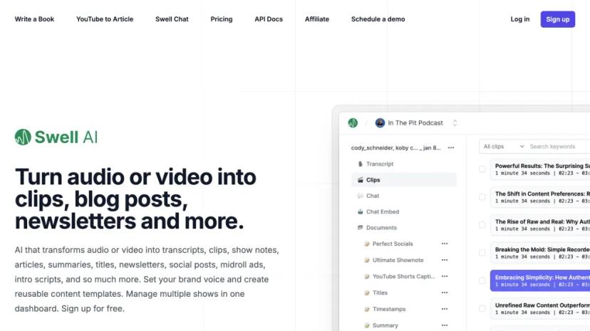 Screenshot of AI-Powered Content Creation and Podcast Management Platform