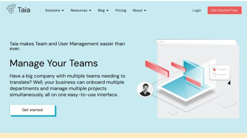 Screenshot of Taia - AI-Powered Team and User Management for Translation Projects