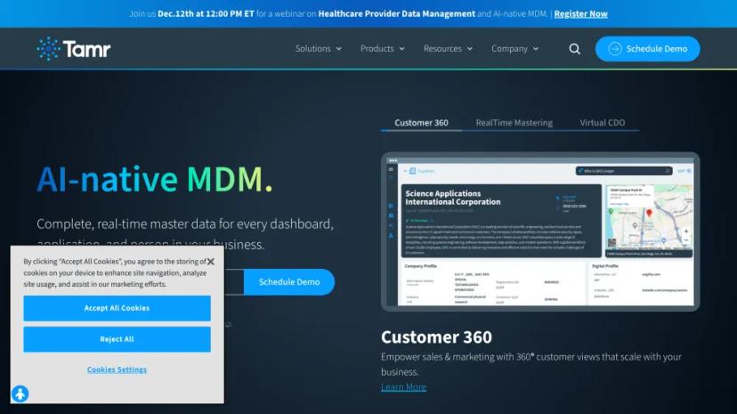 Screenshot of AI-Native MDM and Data Mastering Solution