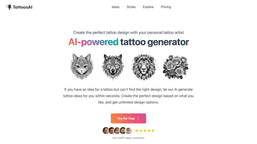 Screenshot of CREATE THE PERFECT TATTOO DESIGN WITH YOUR PERSONAL TATTOO ARTIST AI-POWERED TATTOO GENERATOR