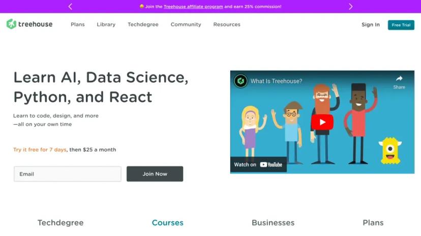 Screenshot of Learn Tech Skills with Treehouse