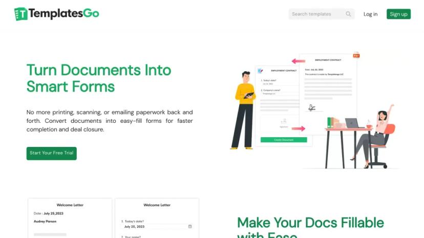 Screenshot of Create Smart Fillable Forms From Your Documents with Templatesgo