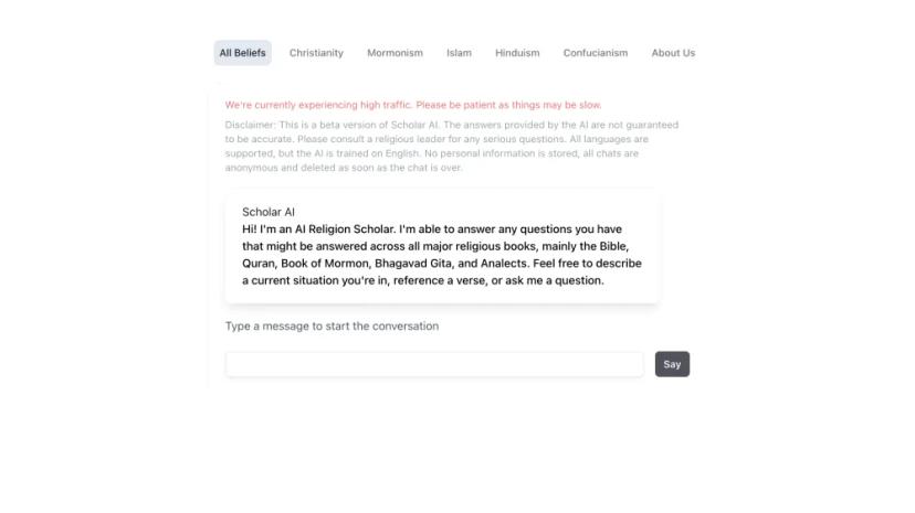 Screenshot of AI Religion Scholar