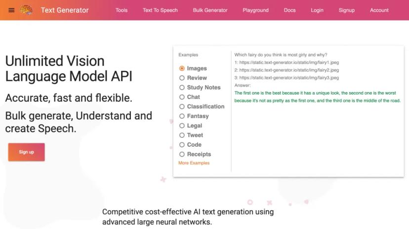 Screenshot of Accurate AI Text Generation API