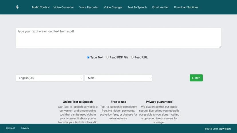 Screenshot of Text-to-Speech Converter