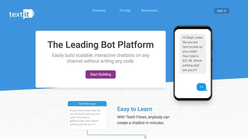 Screenshot of Leading Bot Platform for Building Interactive Chatbots