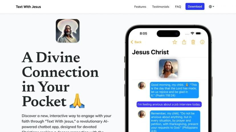 Screenshot of Text With Jesus - AI-Powered Biblical Chatbot App