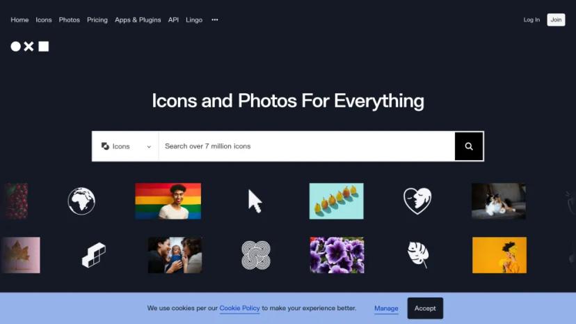 Screenshot of Noun Project - Simplify Visual Communication with AI-Driven Icons and Photos