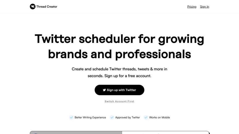 Screenshot of Twitter Scheduler for Brands and Professionals