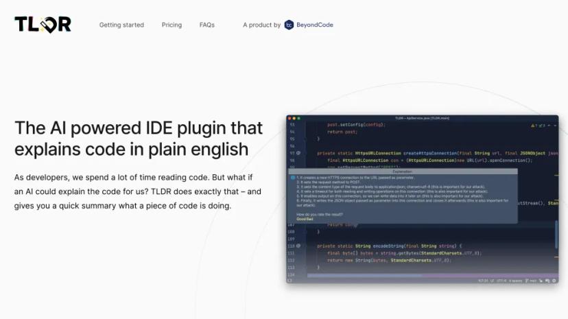 Screenshot of TLDR - AI-Powered IDE Plugin that Explains Code in Plain English