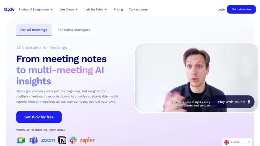 Screenshot of AI Meeting Note Assistant - tl;dv