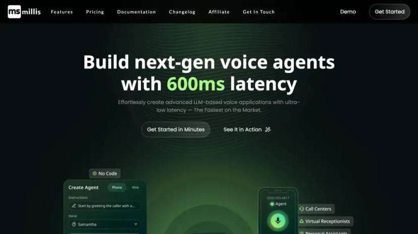 Screenshot of Next-Gen Voice Agents with 600ms Latency