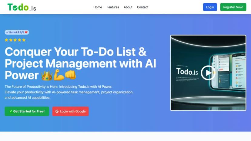 Screenshot of Todo.is: AI-Powered Task Management and Project Organization