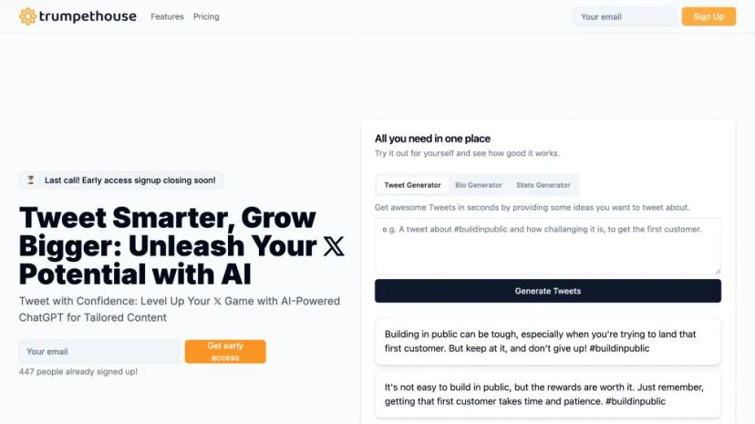 Screenshot of Tweet Smarter, Grow Bigger: Unleash Your AI-Powered Tweeting Potential