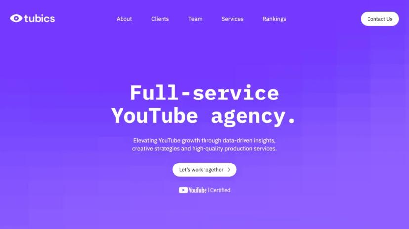 Screenshot of Full-Service YouTube Agency AI Solutions