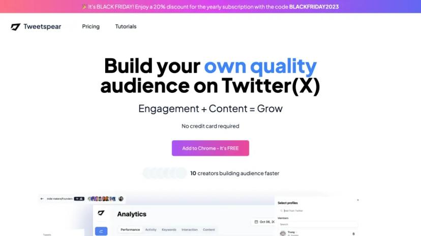 Screenshot of Build your own quality audience on Twitter(X)