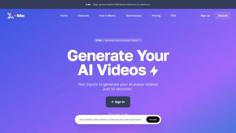 Screenshot of Create AI Avatar Videos with X-Me