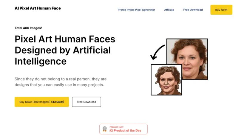 Screenshot of AI-Generated Pixel Art Human Faces