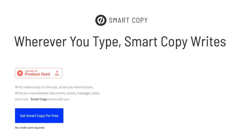 Screenshot of Write Creative Copy On-The-Spot with Smart Copy AI