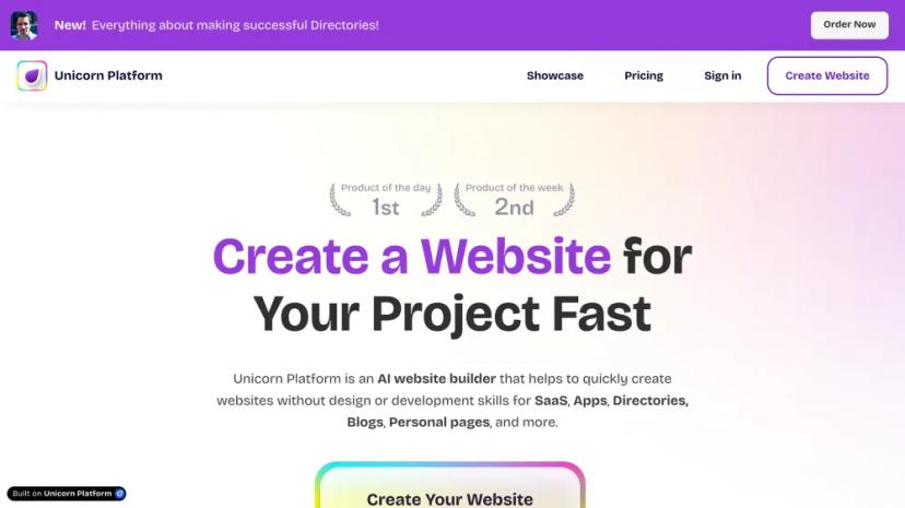 Screenshot of Unicorn Platform: AI-Powered Website Builder for Startups and Solo Entrepreneurs