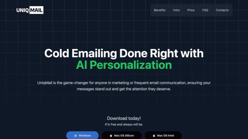 Screenshot of Personalized Emailing Made Simple with AI | UniqMail