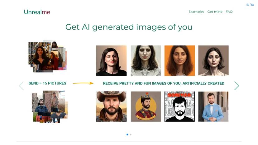 Screenshot of Get AI-Generated Images of Yourself