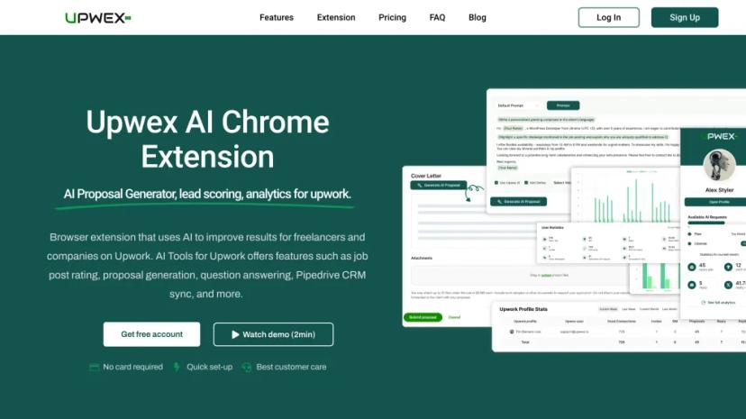 Screenshot of Upwex AI Chrome Extension for Upwork